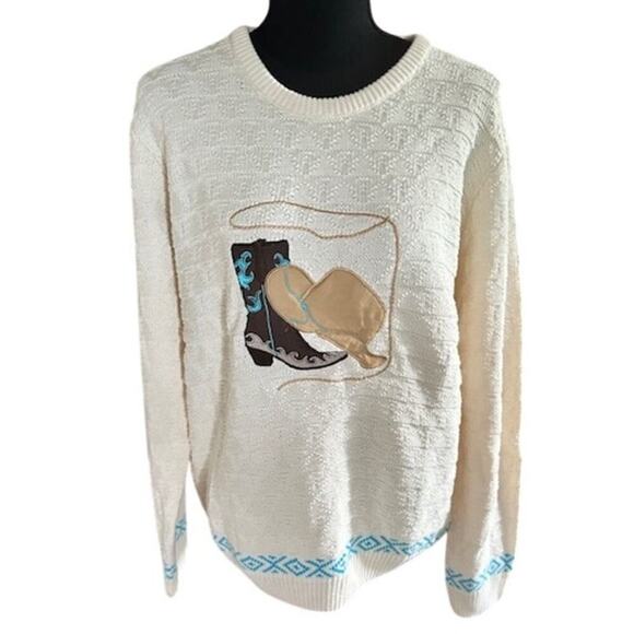 Cabela’s Western Cowgirl Knit Sweater | 100% Cotton | Size M - Picture 1 of 6